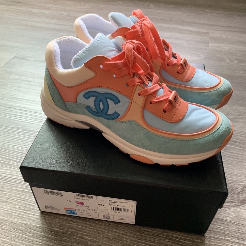 SOLD! Chanel blue orange sneakers 40